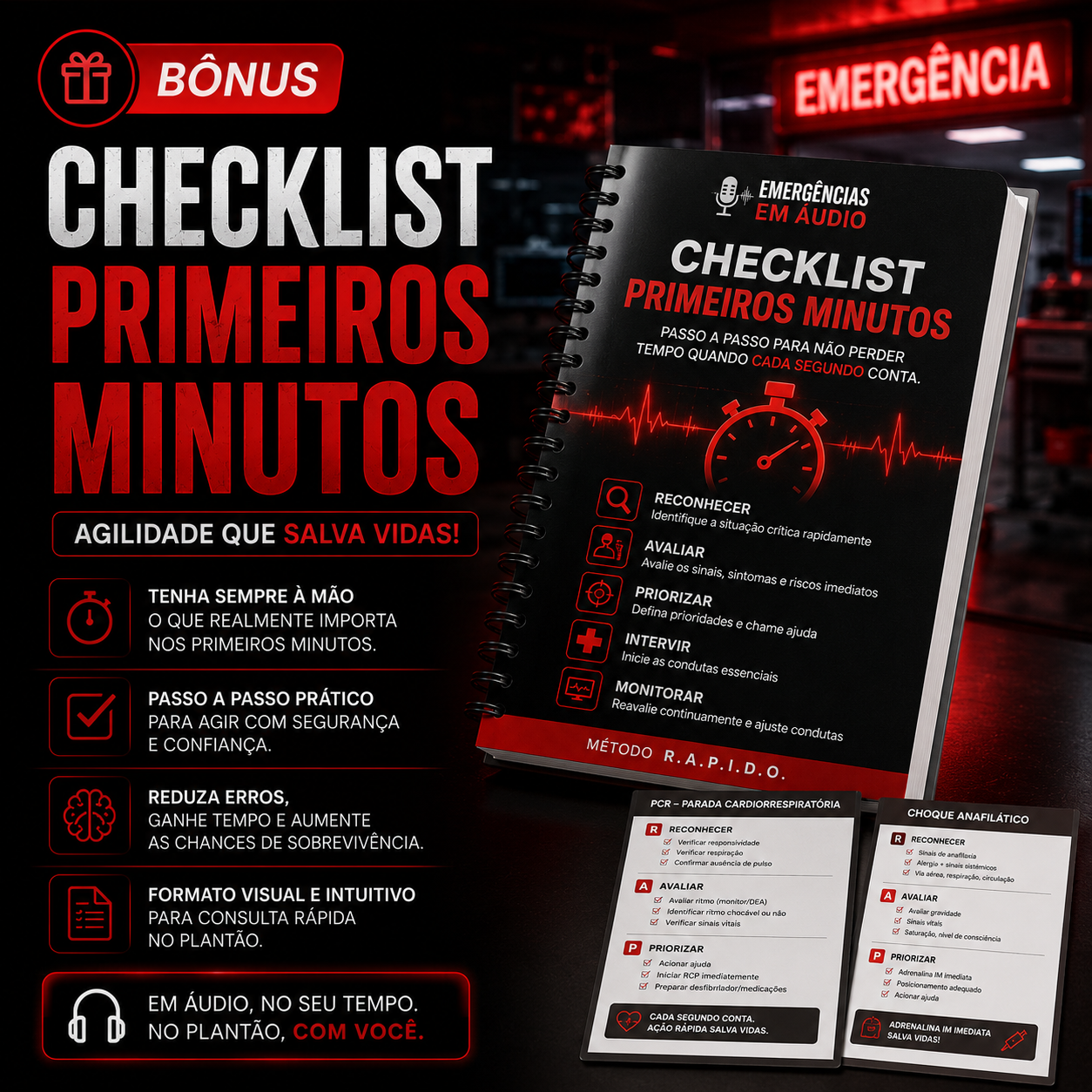 Checklist Primeiros Minutos — bônus do Emergências em Áudio